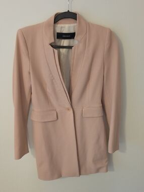 Zara Pale Pink Single-Button Longline Blazer